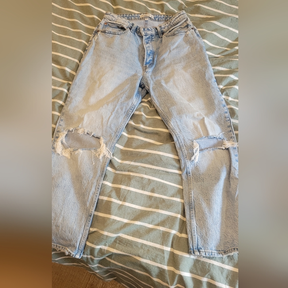 Abicrombie and Finch Distressed Light Blue Jeans